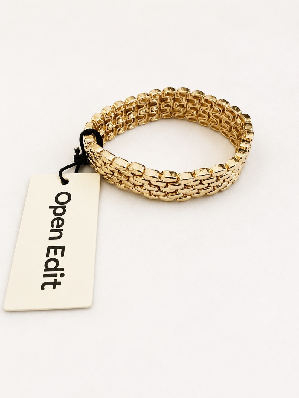 Open Edit Gold Woven Stretch Bracelet NWT Nordstrom Statement Chain Cuff
